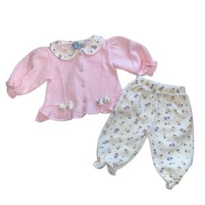 Little Lindsey Vintage Pink and Cream baby matching set